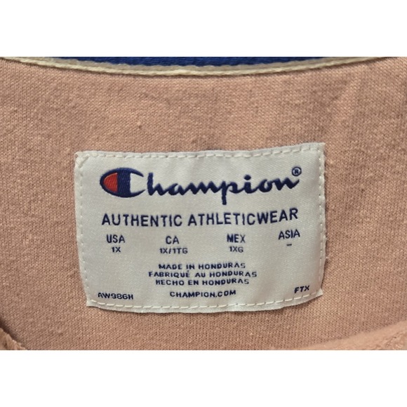 Champion Sweatshirt Crewneck Pullover Spell Out Logo Pink Casual Comfy Womens 1X - Picture 5 of 5